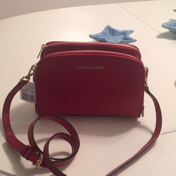Michael Kors Handbags - Michael Kors Scarlett Red Triple compartment Bag